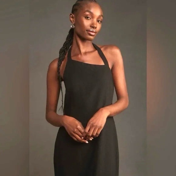 NWT Anthropologie Linen Asymmetrical Halter Belt Back Column Midi Dress Sz XL - Picture 10 of 11